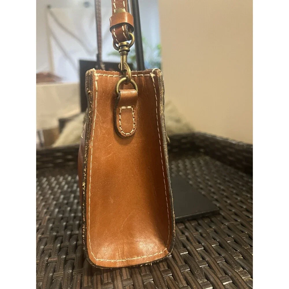 Patricia Nash Turati Tan Leather Crossbody Bag Heritage Zip Western Boho Purse - Picture 4 of 8